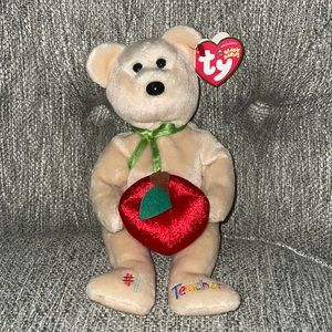 TY Beanie Baby Collection Retired Teddy Bear #1 Teacher Plush Stuffed Animal
